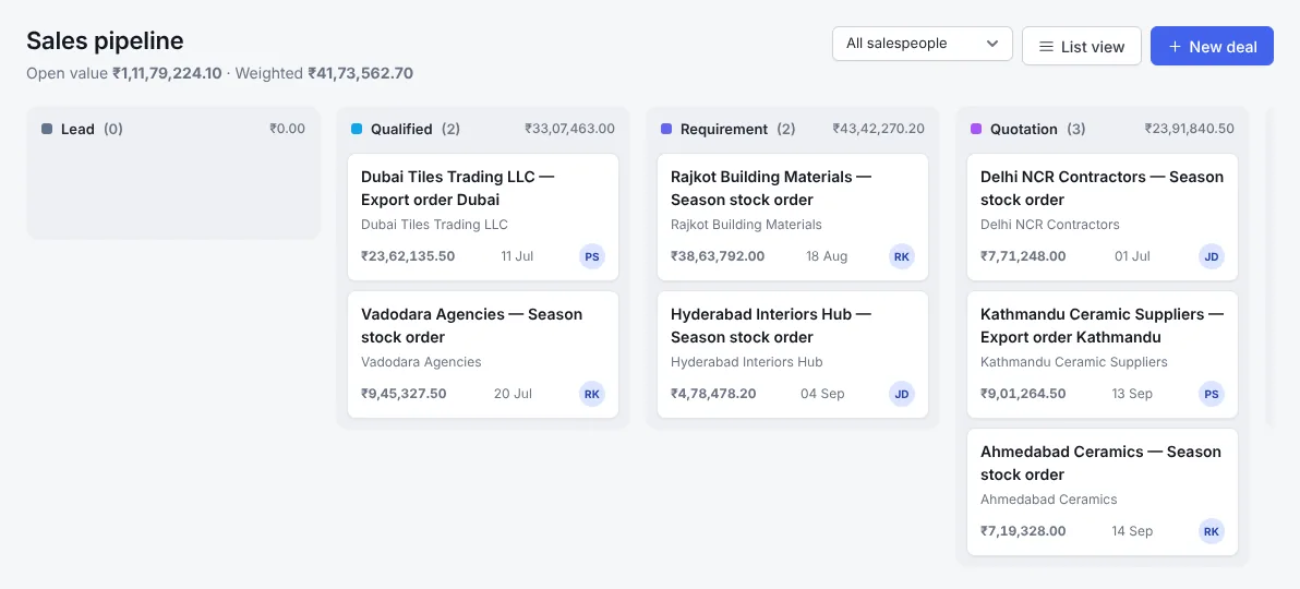 Pipeline & deals in NexaCRM