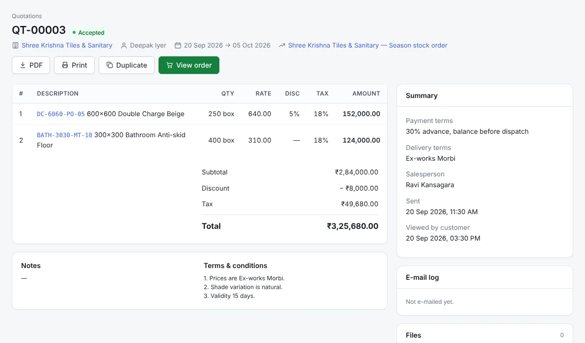 Quotations, orders & payments in NexaCRM